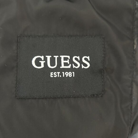 Guess Black Midweight Belted Puffer Jacket With Removable Fur Trim Size M - Picture 5 of 14